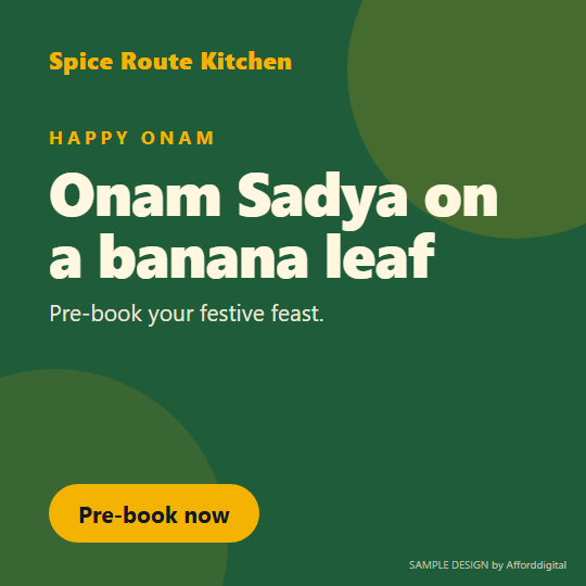 Onam festival poster for a restaurant