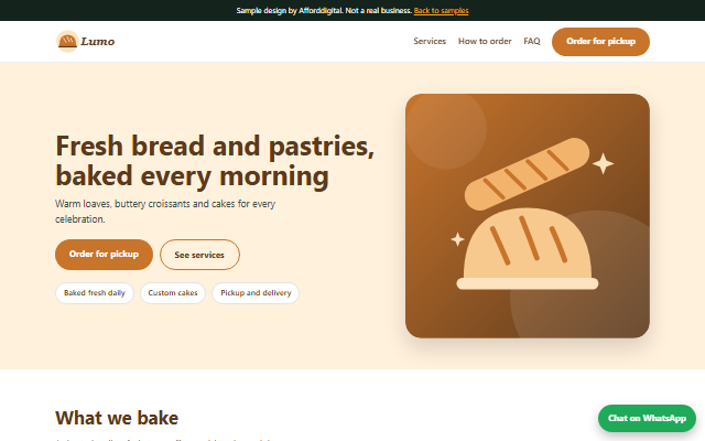 Sample website for a bakery